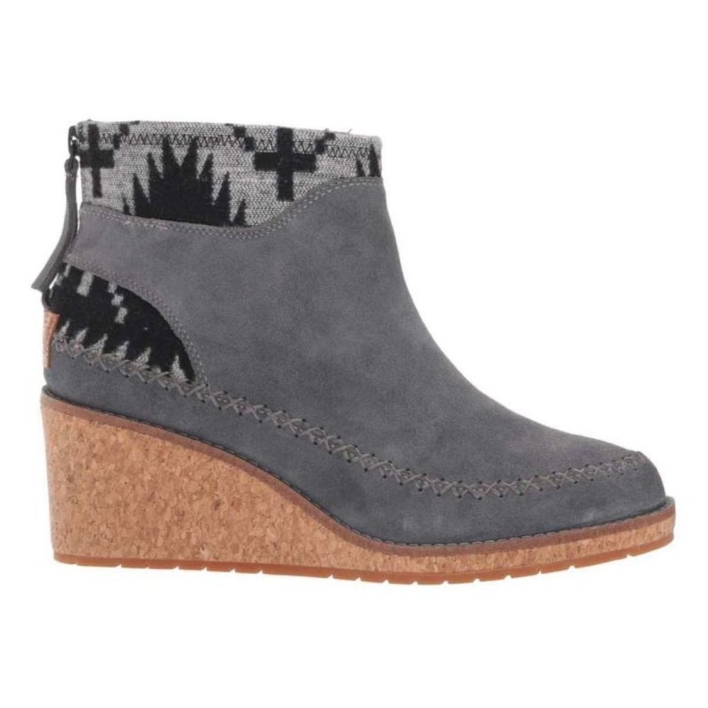 Pendleton Women's Arago Wedge Boot Steel Gray Suede Size 6 Leather Zip EUC Wool